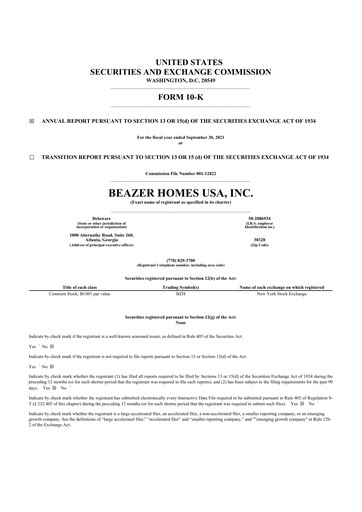Thumbnail Beazer Homes USA
 10-K Annual Report 2021