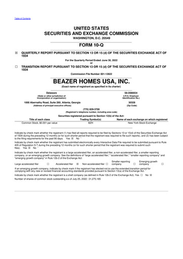 Miniature Beazer Homes USA
 10-Q Rapport trimestriel 2022 