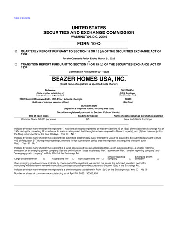 Miniature Beazer Homes USA
 10-Q Rapport trimestriel 2025 