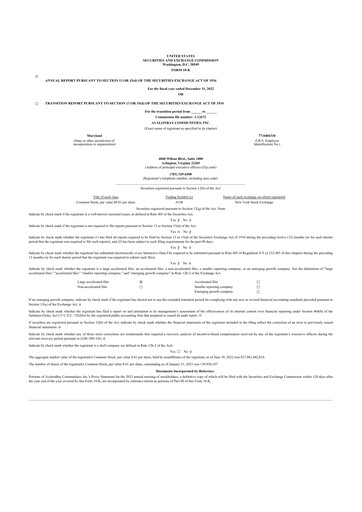 Thumbnail AvalonBay Communities 10-K Annual Report 2022