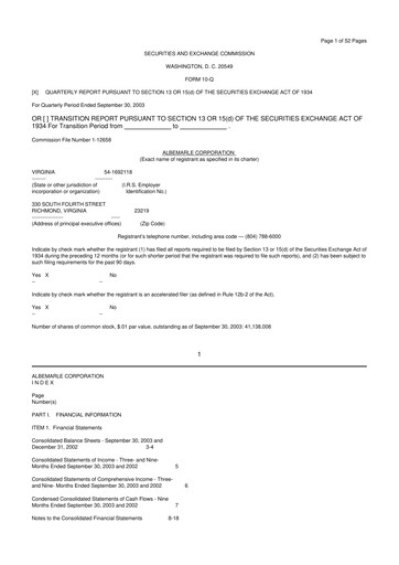 Thumbnail Albemarle 10-Q Quarterly Report FY 