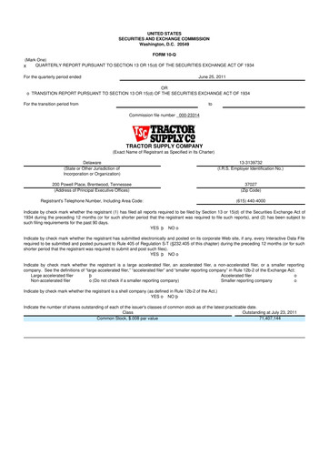 Thumbnail Tractor Supply 10-Q Quarterly Report FY2011 