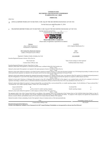 Thumbnail Tractor Supply 10-K Annual Report 2016