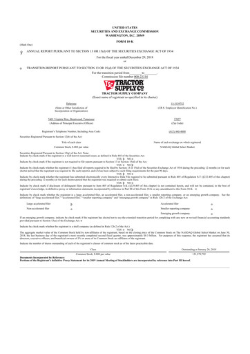 Thumbnail Tractor Supply 10-K Annual Report 2018