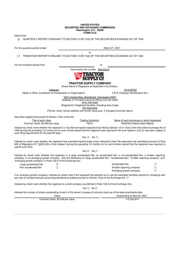 Thumbnail Tractor Supply 10-Q Quarterly Report FY2021 