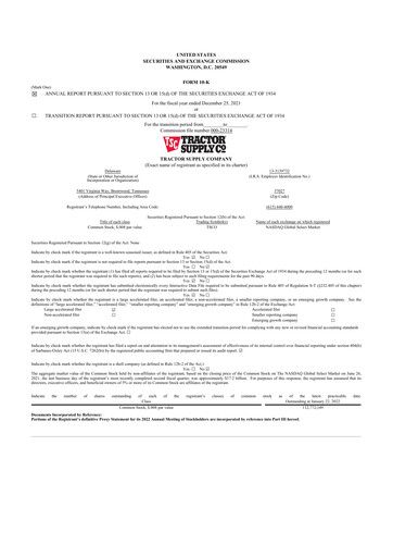 Thumbnail Tractor Supply 10-K Annual Report 2021