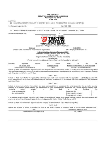 Thumbnail Tractor Supply 10-Q Quarterly Report FY2026 