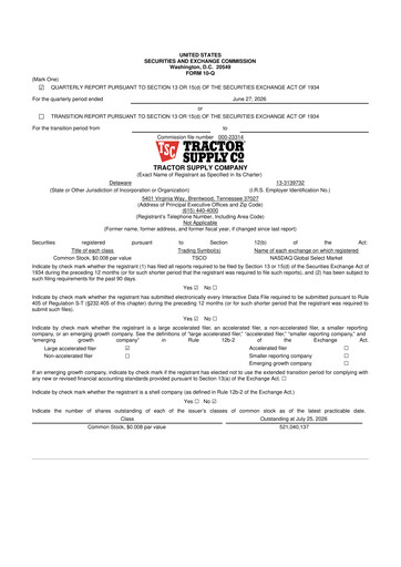 Miniature Tractor Supply 10-Q Rapport trimestriel 2026 