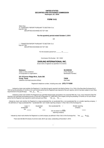 Thumbnail Darling Ingredients
 10-Q Quarterly Report FY2010 