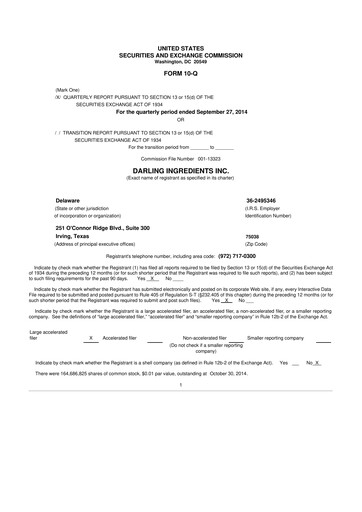Thumbnail Darling Ingredients
 10-Q Quarterly Report FY2014 