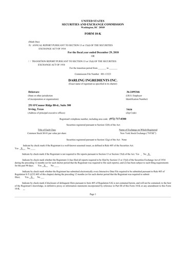 Thumbnail Darling Ingredients
 10-K Annual Report 2018