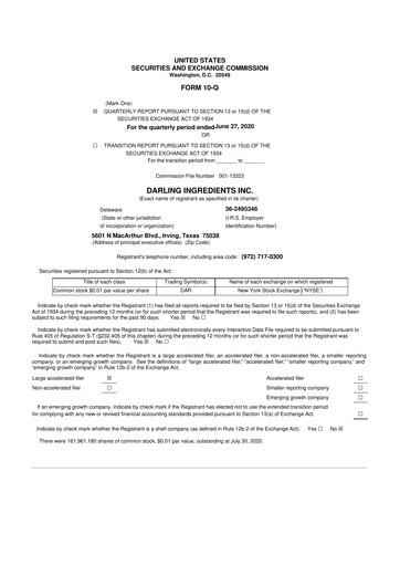 Thumbnail Darling Ingredients
 10-Q Quarterly Report FY2020 