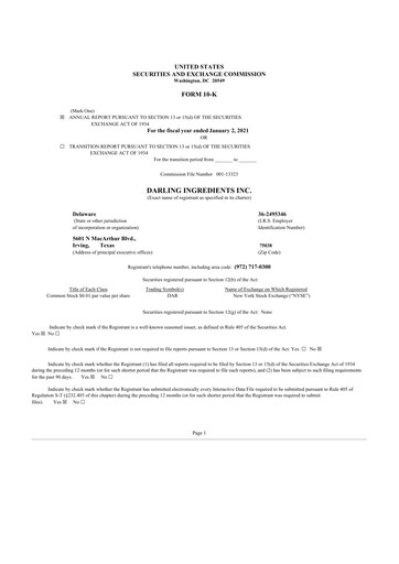 Thumbnail Darling Ingredients
 10-K Annual Report 2020