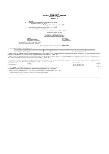Thumbnail Darling Ingredients
 10-Q Quarterly Report FY2022 