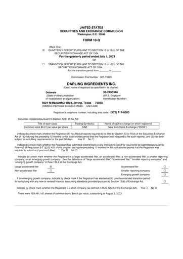 Thumbnail Darling Ingredients
 10-Q Quarterly Report FY2023 