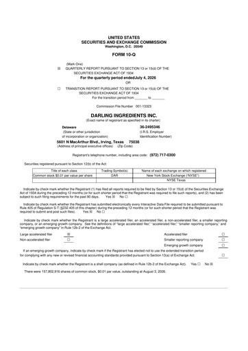 Thumbnail Darling Ingredients
 10-Q Quarterly Report FY2026 