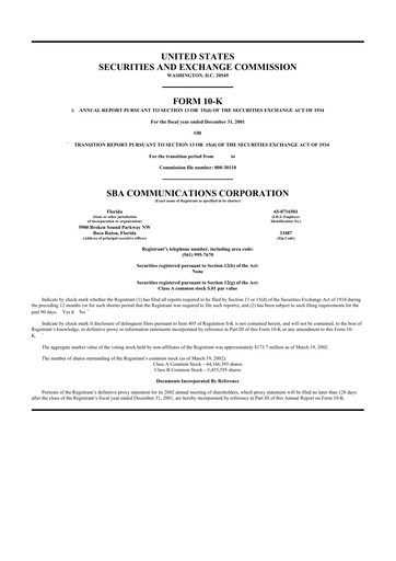 Thumbnail SBA Communications 10-K Annual Report 