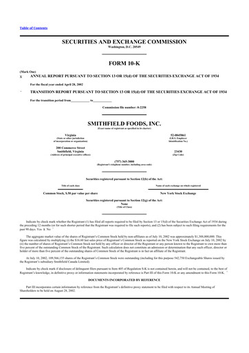 Thumbnail Smithfield Foods 10-K Annual Report 