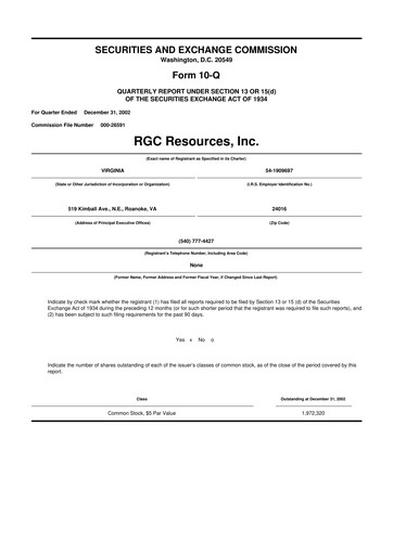 Thumbnail RGC Resources 10-Q Quarterly Report FY 