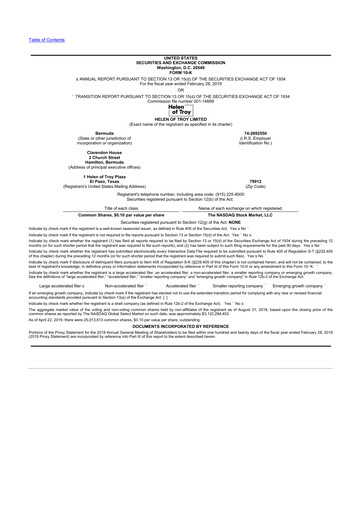 Thumbnail Helen of Troy 10-K Annual Report 2019