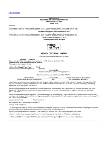 Thumbnail Helen of Troy 10-Q Quarterly Report FY2020 