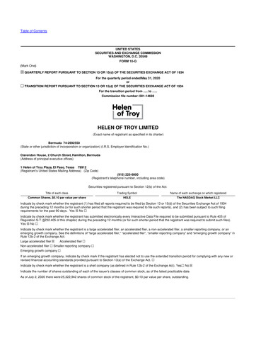 Thumbnail Helen of Troy 10-Q Quarterly Report FY2021 