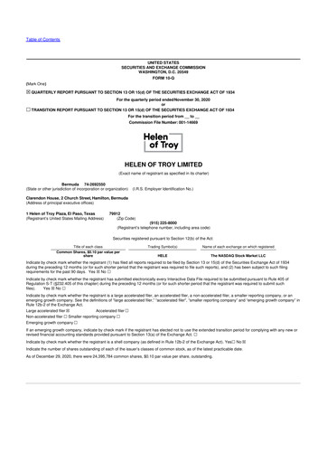 Thumbnail Helen of Troy 10-Q Quarterly Report FY2021 