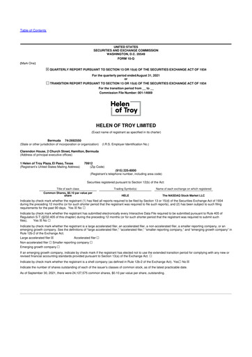 Thumbnail Helen of Troy 10-Q Quarterly Report FY2022 