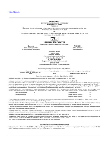 Thumbnail Helen of Troy 10-K Annual Report 2025