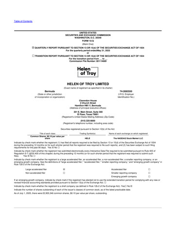 Thumbnail Helen of Troy 10-Q Quarterly Report FY2026 
