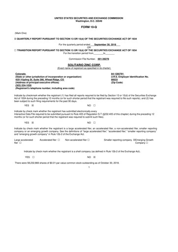 Thumbnail Solitario Resources
 10-Q Quarterly Report FY2018 