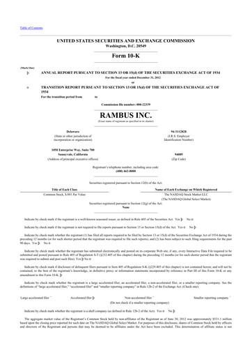 Thumbnail Rambus 10-K Annual Report 2012