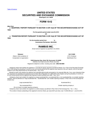 Thumbnail Rambus 10-Q Quarterly Report FY2013 