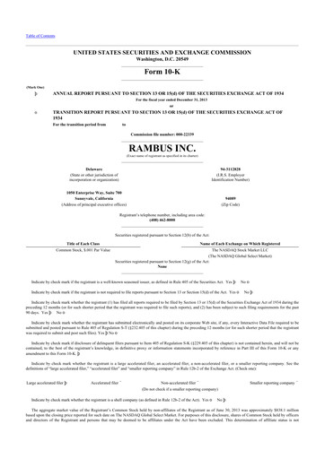 Thumbnail Rambus 10-K Annual Report 2013
