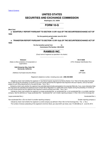 Thumbnail Rambus 10-Q Quarterly Report FY2014 