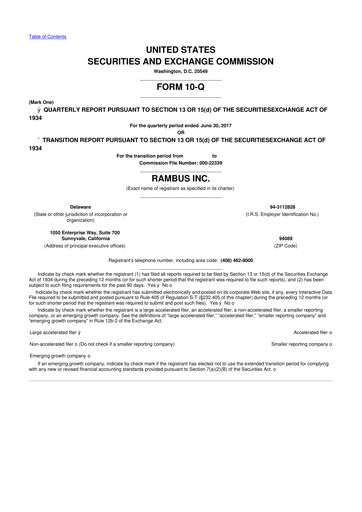 Thumbnail Rambus 10-Q Quarterly Report FY2017 