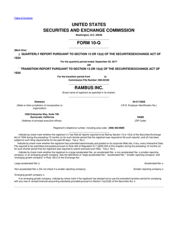 Thumbnail Rambus 10-Q Quarterly Report FY2017 