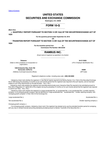 Thumbnail Rambus 10-Q Quarterly Report FY2018 