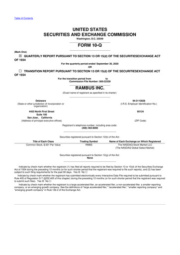 Thumbnail Rambus 10-Q Quarterly Report FY2020 