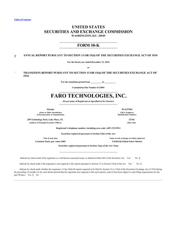 Thumbnail Faro Technologies
 10-K Annual Report 2016