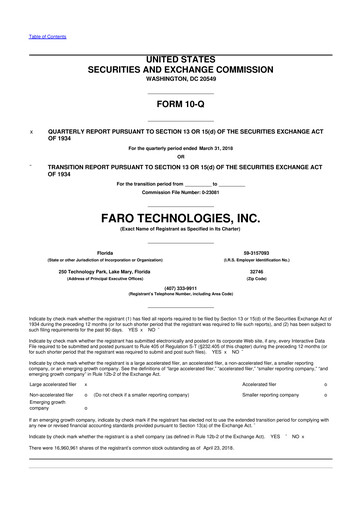 Thumbnail Faro Technologies
 10-Q Quarterly Report FY2018 
