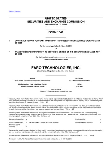 Thumbnail Faro Technologies
 10-Q Quarterly Report FY2018 