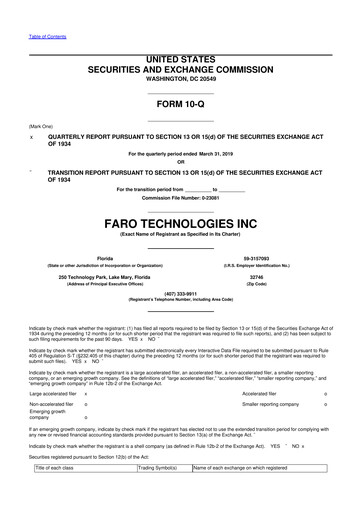 Thumbnail Faro Technologies
 10-Q Quarterly Report FY2019 