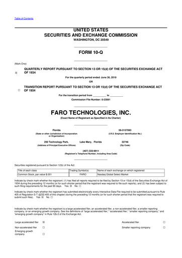 Thumbnail Faro Technologies
 10-Q Quarterly Report FY2019 