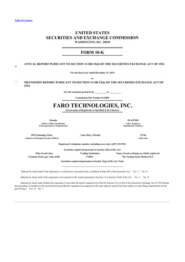 Thumbnail Faro Technologies
 10-K Annual Report 2019