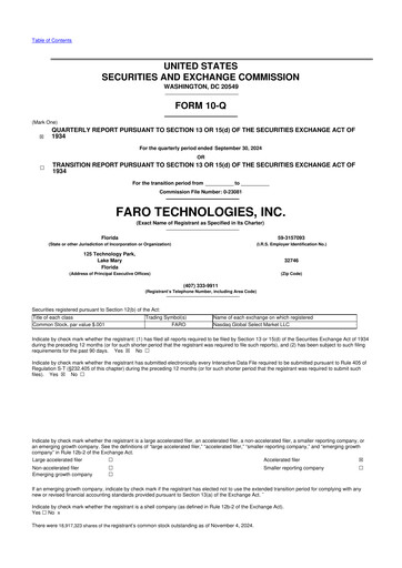 Thumbnail Faro Technologies
 10-Q Quarterly Report FY2024 