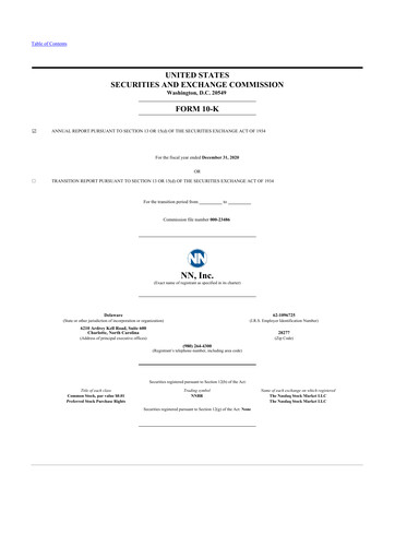 Thumbnail NN, Inc.
 10-K Annual Report 2020