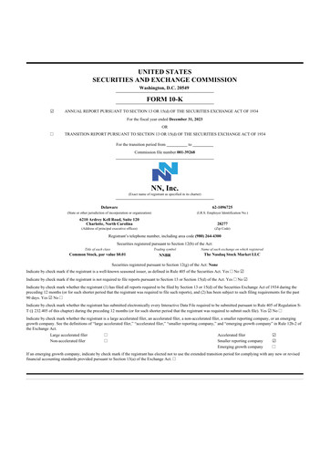 Thumbnail NN, Inc.
 10-K Annual Report 2023