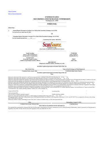 Thumbnail ScanSource 10-K Annual Report 2012