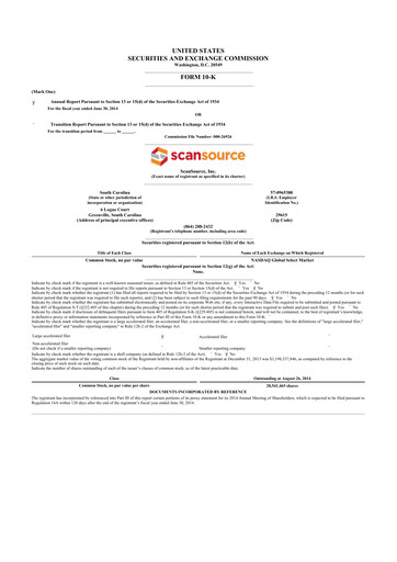 Thumbnail ScanSource 10-K Annual Report 2014